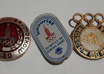 odznaki 3 szt. Olimpiada Moskwa 1980 Rosja ZSRR (5)