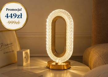 Lampa Stołowa VALO Kryształowa Złota Glamour – Nowoczesna Nocna LED 3 Barwy