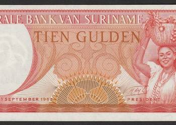 SURINAM 10 GULDEN 1963 - STAN BANKOWY UNC