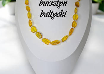 Korale z bursztynu, bursztyn bałtycki bryłki cytrynowe supełkowane #810