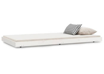 Rama łóżka bez materaca biała lite drewno sosnowe 100x200 cm WM-823490
