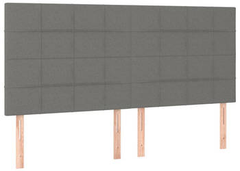 Zagłówek do łóżka z LED ciemnoszary 200x5x118/128 cm tkanina WM-3122447