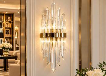 Kinkiet LUCY Kryształowy Złoty Lampa Ścienna Designerska Glamour