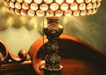 Piękna lampa witrażowa mosiądz szklane kaboszony