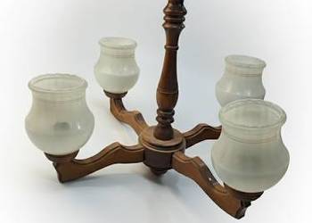 Żyrandol drewniany PRL 1987 Otwock