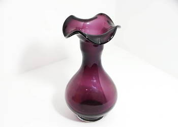 Wazon dekoracyjny z fioletowego szkła – ręcznie formowany 28 cm