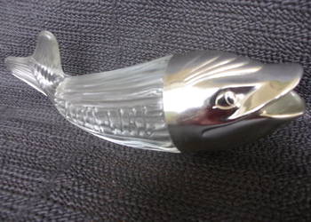 Piękny stary szklany "WIELORYB" z otwartą paszczą - szkło +