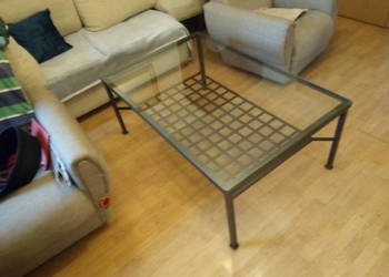 Modernistyczny skandynawski stół , szkło- metal