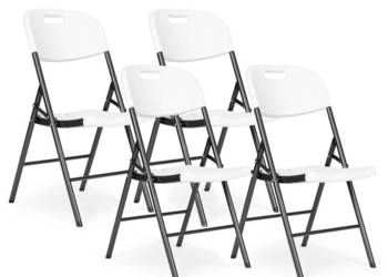 Komplet 4 krzeseł składanych zestaw cateringowy metal HDPE białe