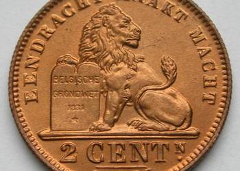 BELGIA 2 CENTIMES 1911 - LEW - STAN MENNICZY