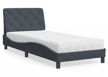 Łóżko z materacem ciemnoszare aksamitne 80x200 cm WM-3208623
