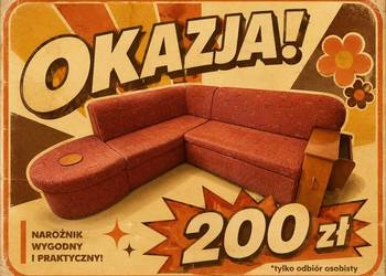 Narożnik rozkładany z funkcją spania – 200 zł – odbiór osobisty