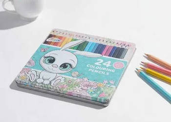 Kredki 24 kolory – ekologiczne, metalowe etui.