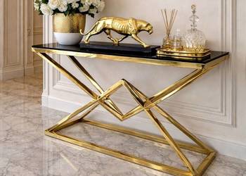 Nowoczesna konsola czarna szyba złota Glamour PREMIUM %%%