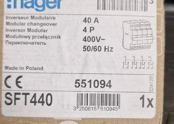 Przełącznik sieć- agregat HAGER / 40A / 4P / 400V