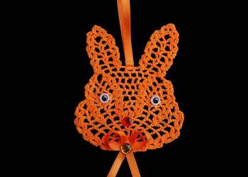 Zawieszka ozdoba szydełkowa zajączek 9x11cm pomarańczowa (Z222)(2)