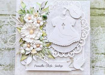 Personalizowana kartka na chrzest ręcznie robiona z pudełkiem