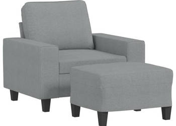 Fotel z podnóżkiem jasnoszary 60 cm obity tkaniną WM-3201143