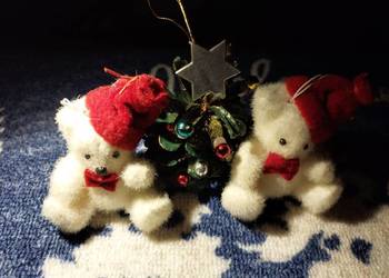 Choinka mała i 2 misie PRL