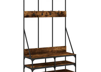Wieszak na ubrania z miejscem na buty opalany dąb 100x40x184 cm WM-837839