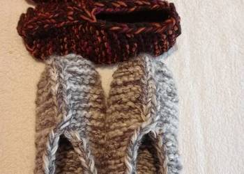 2 pary grubych kapci z włóczki (#wełniaczki, papcie, bambosze)