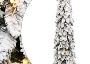 vidaXL Sztuczna choinka z 80 lampkami LED, ośnieżona, 150 cm