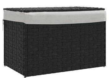 vidaXL Kosz na pranie, z pokrywą, czarny, 55,5x35x34 cm(SKU:372052)