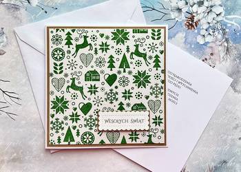 Kartka na święta ręcznie robiona z kopertą