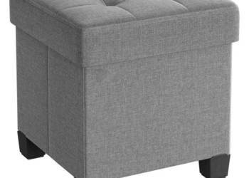 Pufa ze schowkiem szara 37l pikowana MDF metal