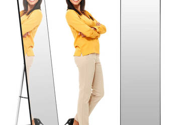 Duże lustro stojące 159 cm aluminium czarna rama  ModernHome