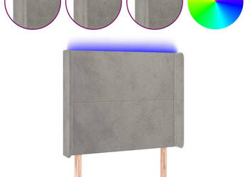Zagłówek do łóżka z LED jasnoszary 93x16x118/128 cm aksamit WM-3123804