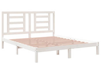 Rama łóżka bez materaca biała lite drewno sosnowe 160x200 cm WM-3104359