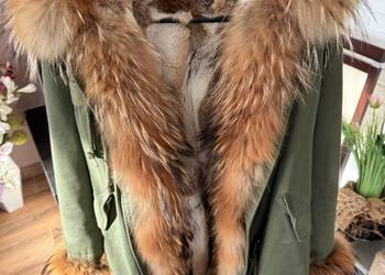 Parka z obszyciem naturalnym jenot