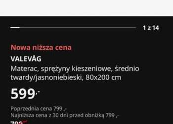 Materac valevåg 80x200 średnio twardy