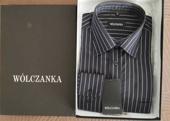 Koszula męska WÓLCZANKA czarna w prażki 40/164-170 100%bawełna