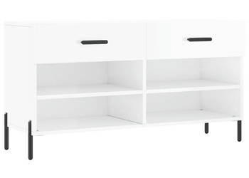 Ławka z miejscem na buty wysoki połysk biała 102x35x55 cm WM-829750