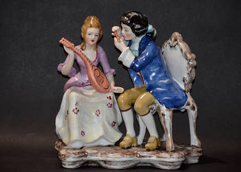 Porcelana Roceram Para muzykująca 2 flet, 25cm kolekcja