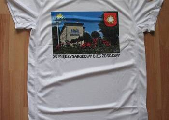 Koszulka techniczna rozmiar M biała z nadrukiem