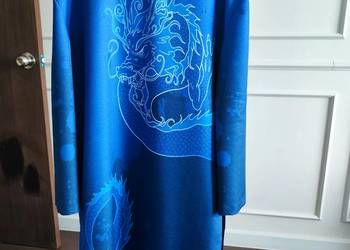 oryginalny wietnamski męski strój Ao Dai z motywem smoka, unikat!