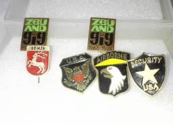 Pięć wpinek różnych (USA, Łomża, GIG, Airborne) za 27 zł