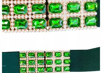 Stylowy biżuteryjny pasek damski-elastyczna guma, efektowna klamra 70cm