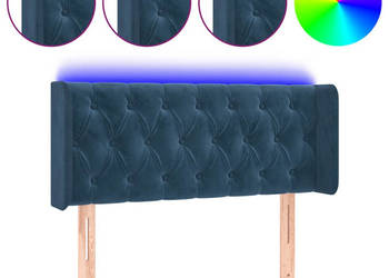 Zagłówek do łóżka z LED ciemnoniebieski 103x16x78/88 cm aksamit WM-3123618