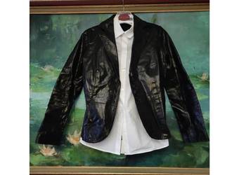 czarna skórzana skórkowa kurtka marynarka żakiet  katana Amisu