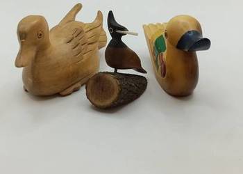 Drewniane figurki dekoracja rzeźba ptaki kaczki