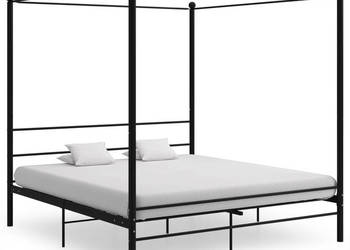 Rama łóżka z baldachimem czarna metalowa 200 x 200 cm WM-325069