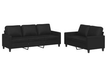 2-osobowa sofa z poduszkami czarna sztuczna skóra WM-3201418