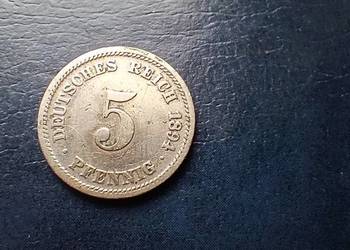 Stare monety 5 fenig 1894 D Niemcy