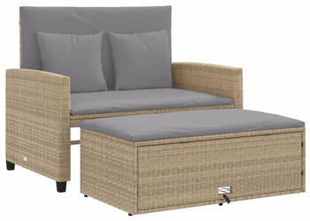 Sofa ogrodowa z poduszkami 2-osobowa beżowa polirattan WM-365136