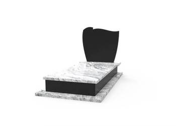Nagrobek Granitowy Budżetowy 180 x 80 cm Czarno Biały Tani