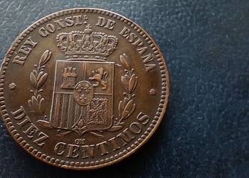 Stare monety 10 centym 1879 Hiszpania